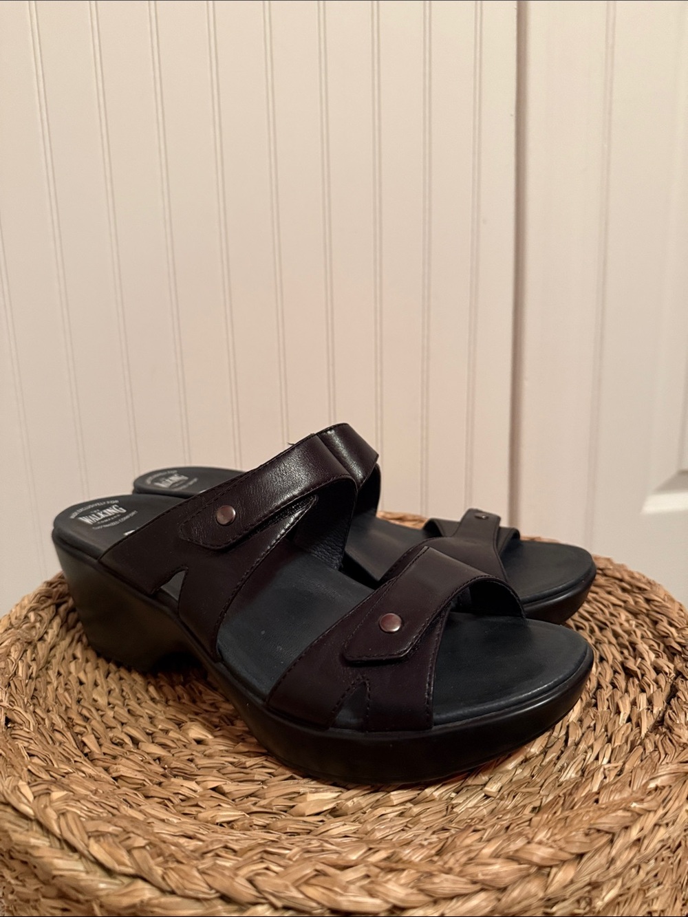 Dansko Black Leather Slip-On Clog Sandals - Picture 3 of 10